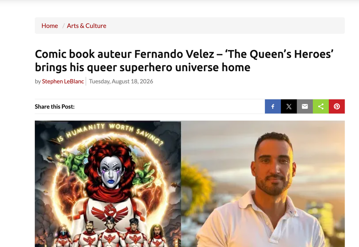 Comic book auteur Fernando Velez – ‘The Queen’s Heroes’ brings his queer superhero universe home